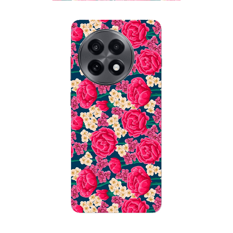 Oneplus 13 5G Red and pink Flowers Transparent Silicone TPU Θήκη